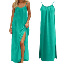 Women's Green Summer Dress Sleeveless Loose Fit