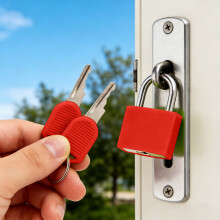 Multicolor Small Luggage Locks with Keys Locker Lock Metal Suitcase Locks Plastic Copper Keyed Padlock for Locker Suitcase, 3.2*3.1 Red