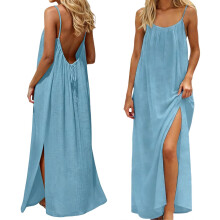 Women's Casual Summer Sleeveless Maxi Dress Blue
