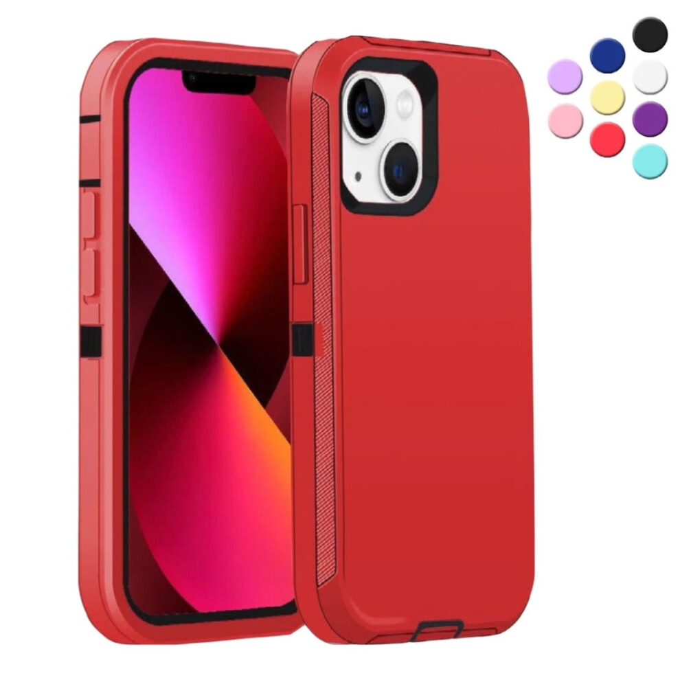 Iphone 13 Heavy Duty Shockproof Triple Layer Rugged Case Red 962029161110
