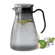 57 oz Heat-Resistant Plastic Pitcher with Lid, Handle & Spout – Compatible with Fridge, Dispenser for Hot/Cold Coffee, Tea, Beverages – Gray