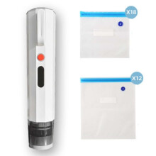 Handheld Vacuum Sealer – Strong Suction, Rechargeable, 30 Reusable Bags, Compact Food Saver for Meal Prep & Storage, White