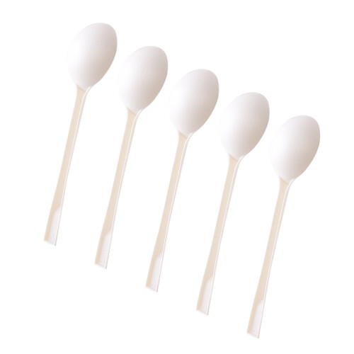 White disposable plastic spoon for eating 100 pcs