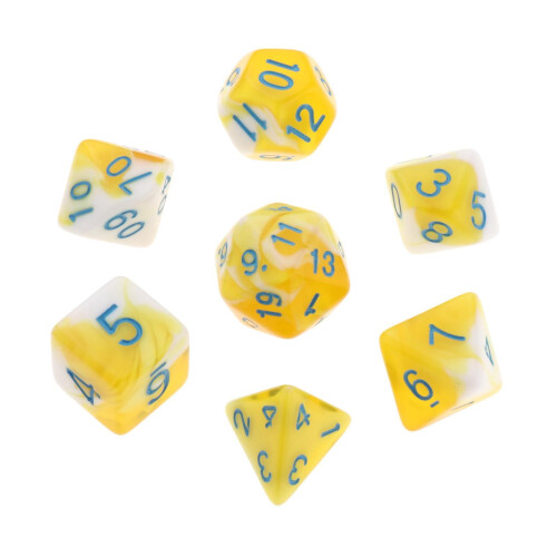 Polyhedral Dice Set White and Yellow 3 pcs 1
