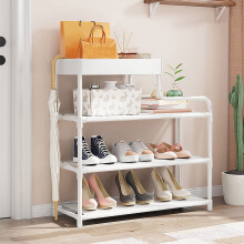 AuroraX White Metal Shoe Rack 4-Tier Vertical Free-Standing