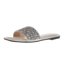 Women's Slip-On Slide Sandals White Flat Beach Shoes