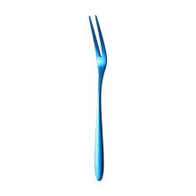 Krabbe- og escargotgafler, smaksgafler med to armer for forretter, salat, frukt, cocktailer – bærbar, fest/reise, sett med 10, 13 cm, blå