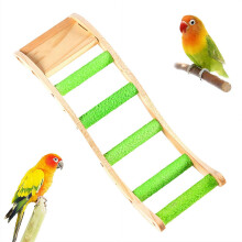 Colorful Anti-Slip Wooden Bird Ladder & Perch, Natural Claw Trimming & Beak Grinding Stand for Parrots, Budgies, Cockatiels, Lovebirds, & Small Pets