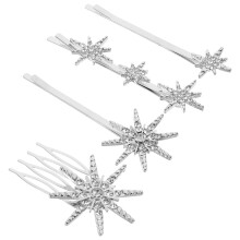 4pcs Rhinestone Hair Barrettes for Women Metal Hair Clips Fashion Design for Weddings