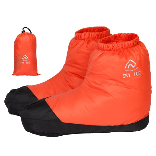 Down Slippers Socks Windproof Thermal Boots Orange M