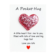 Pocket Hug Heart with Greeting Cards, Little Heart Pocket Hug Token, Valentines Day Gifts, Thinking of You Gifts for Women Men Him Her (Pink)