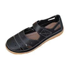 Black Wedge Sandals for Women PU Leather 3cm Heel Size 40 EU