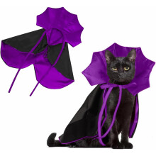 Fantasia de capa de vampiro para animais de estimação de pequeno porte, ideal para gatos e cachorros – Perfeita para festas de Halloween e