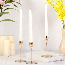 AuroraX Metal Tall Taper Candle Holder Set of 3, Gold Luxury Candlesticks, Vintage Rustic Decor, Compatible with Standard Tapers