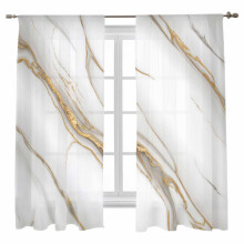 Sheer Curtains Abstract Vintage Gold White Marble Texture