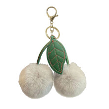 Cherry Keychain Gray Plush Pendant for Women and Girls