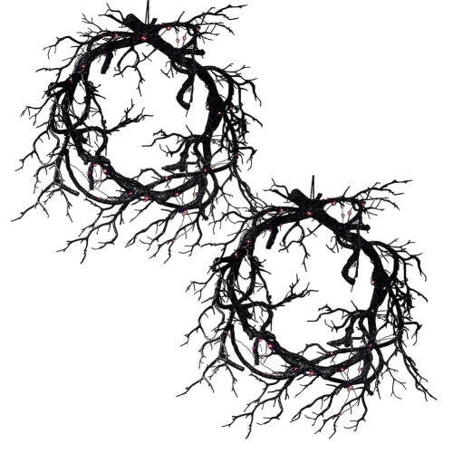 Halloween Wreath Withered Branches, Ghost Festival Decoration Black Tree Br