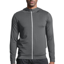 Men's Stretch Zip-Up Hoodie Dark Gray S Nylon Spandex Blend