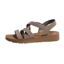 Women's Khaki Casual Sandals with Crisscross Straps and