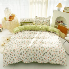 Green Floral Comforter Set Microfiber Queen 4-Pc