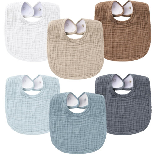 Muslin Baby Bibs Soft Cotton Absorbent 6-Pack
