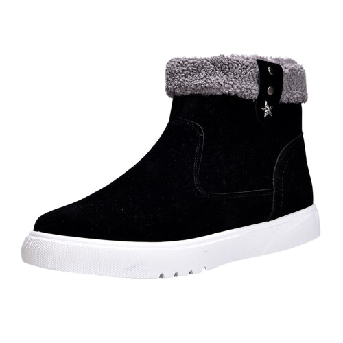 Men's High Top Side Zipper Snow Boots Black Size 9 1