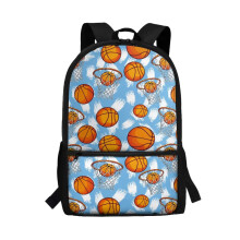 Mochila escolar infantil de 17" con estampado de baloncesto para jardín de infancia y primaria – Correas ajustables, compatible con el uso escolar.