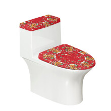 Toilet Seat Cover 2 Piece Set U-Shaped Adds Holiday Charm Gingerbread Cheer