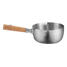 Stainless Steel Saucepan Hammered Wooden Handle 20.4 cm