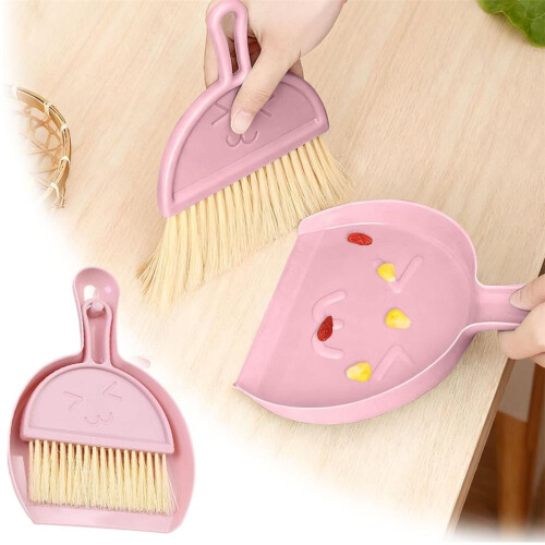 Mini Cleaning Set for Small Animals Brush and Dustpan Pink 1