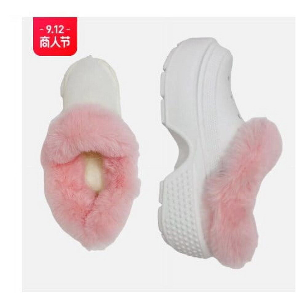 Warm fluffy shoe inserts detachable hole design for winter
