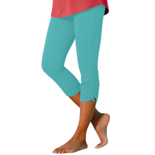 Women's Sky Blue Capri Leggings Lightweight Elastic