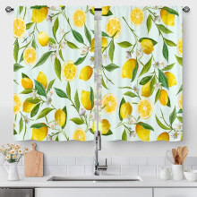 Lemon Fruit Floral Kitchen Curtains Rod Pocket 2 Panels