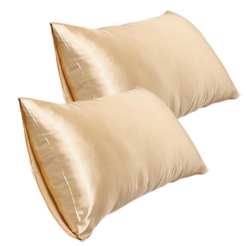 SHEIGUANNI King Size Satin Pillowcases 2-Pack Beige