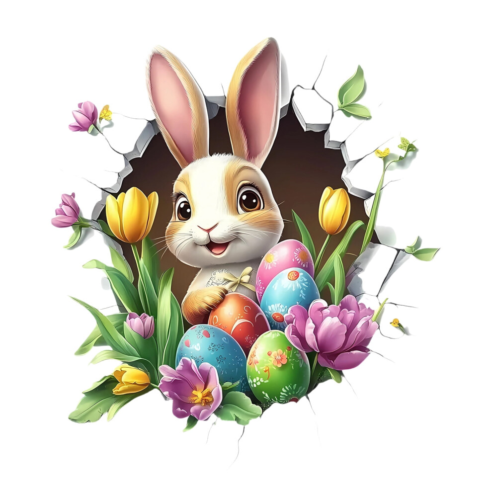 Easter Wall Stickers 3D Smiling Bunny Removable 12 Pcs 962029152675