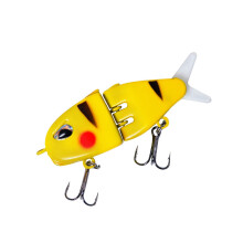Mini Glide Bait for Bass & Pike, Multi-Jointed Swimbait Wobbler with Double Hook, White Hard Lure w/ Soft Rubber Fins, Compatible with Bass Fishing