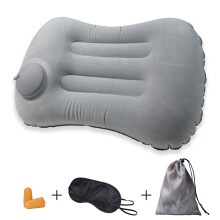 Outdoor Inflatable Travel Pillow – Ultra-Light, Neck/Waist Support, for Camping & Hiking, Includes Storage Bag & Earplugs, Green