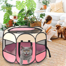 Foldable Octagonal Pet Fence - Scratch-Resistant Cloth Dog Cage Tent For Puppy Delivery Room