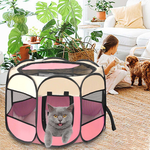 Foldable Octagonal Pet Fence Scratch-Resistant Cloth 1-Pack