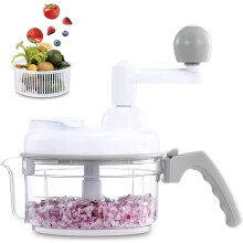 Manual Hand Food Chopper for Vegetables, Garlic, Nuts, Fruit, Ice – Easy Clean Rotary Chopper, Compatible with All Kitchens