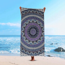 Mandala Flower Beach Towel Premium Fine Fiber Quick-Drying