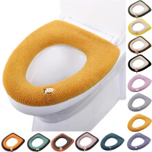 Toilet Seat Cover Pads, Plush Thickened Non Slip Toilet Seat Cover Cartoon Pattern Universal All Season Washable Soft Warm Pad for Bathroom Home