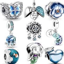 Silver Bead Charms for Bracelets and Necklaces with Cubic