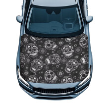 Weatherproof Universal Car Hood Cover with Tribal Sugar Skull Design – Compatible with Cars, Trucks & SUVs