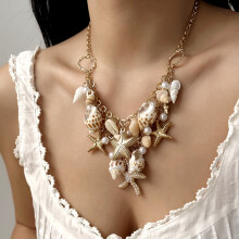 Collier et bracelet coquillage étoile de mer, collier imposant conque, bijoux de plage pour femme, style sirène, déguisement de sirène