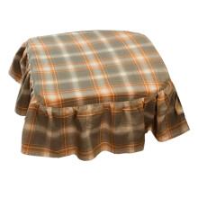 French Farmhouse Plaid Chair Cushion with Ruffles & Ties, Non-Slip Seat Pad for Wooden Chairs – 1PC