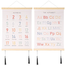 Alphabet & Numbers Poster Hanger Frame Set of 2, 12x16 inch – Playroom, Nursery & Classroom Decor for Toddlers