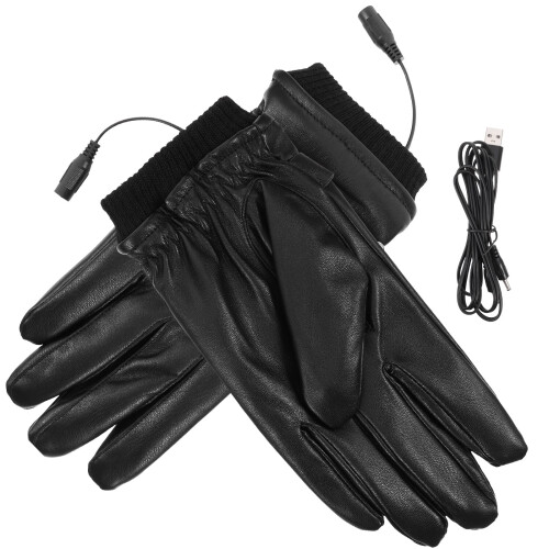 USB Electric Heating Mitts PU Leather 1 Pair
