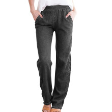 Women's High Waisted Lounge Pants Dark Gray Cotton Blend 2XL