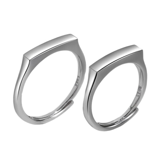 Silver Couple Rings Adjustable Message Projection